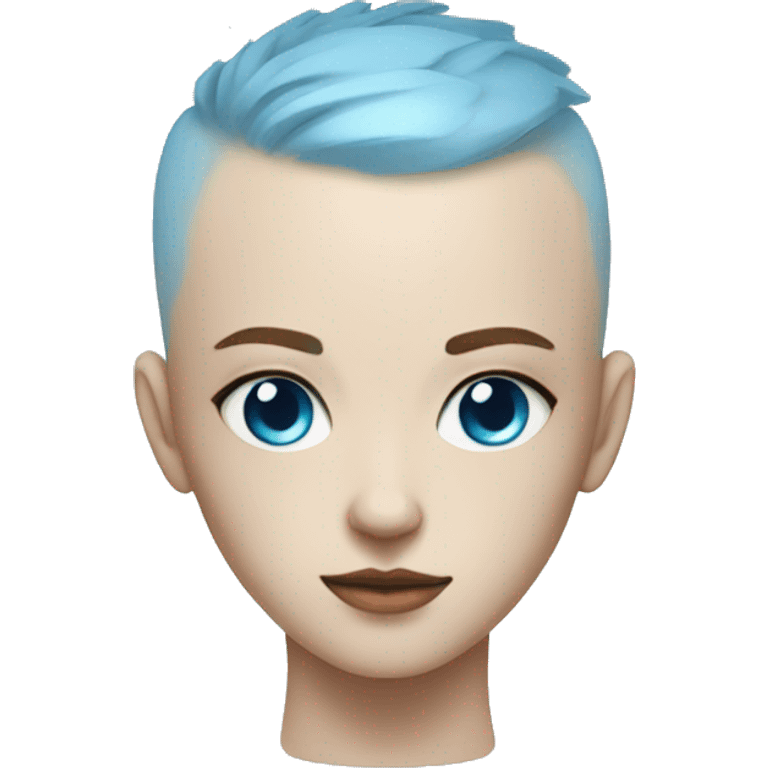 V, Cyberpunk, white, sides of the head is shaved, blue eyes, freckles,  emoji