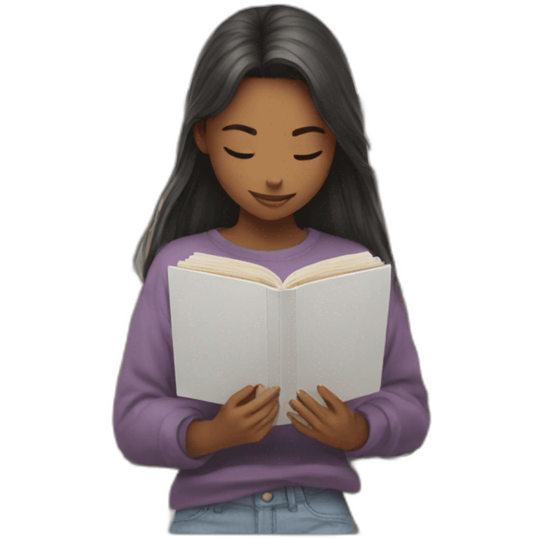 A girl reading a manga emoji