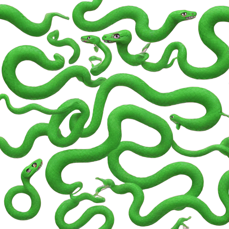 Pink and green snakes emoji