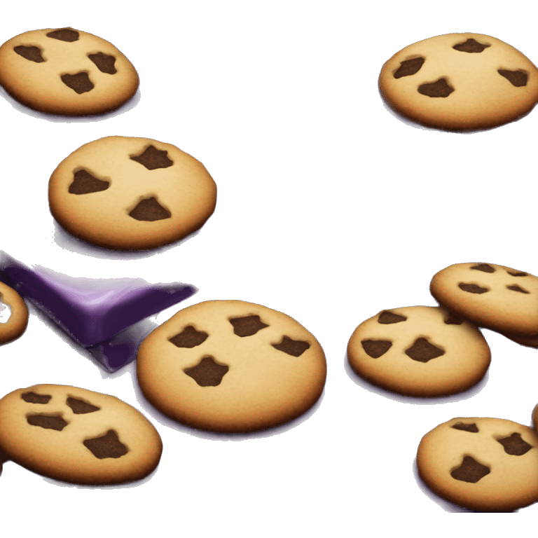 Realistic vintage dark purple oven with cookies baking inside of it. emoji