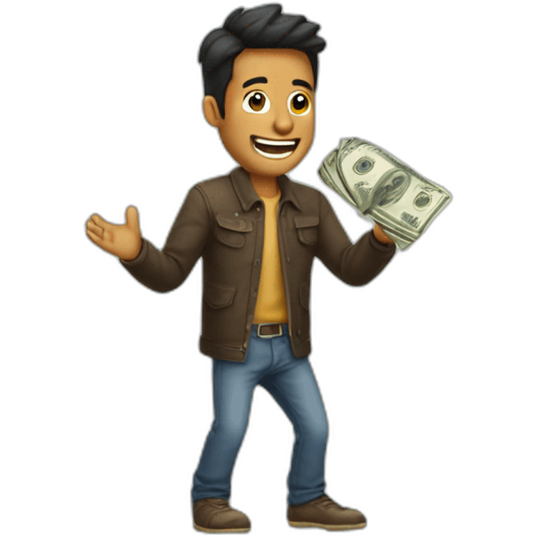 hombre saltando feliz mucho money dinero emoji