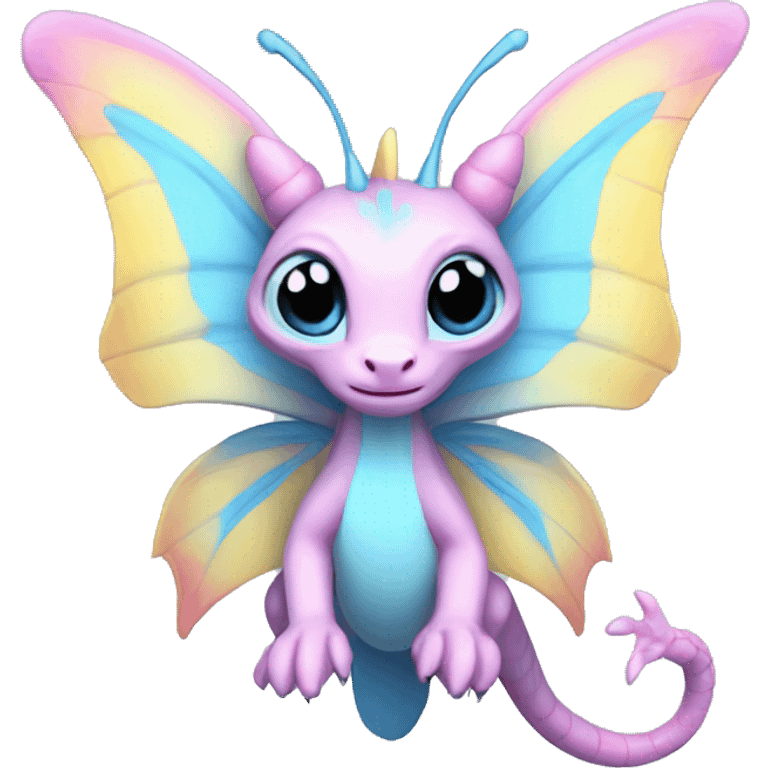 pink, blue and yellow pastel dragon female butterflies dragon puppet emoji