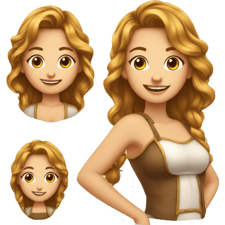 Fille cheveux châtain appareille dentaire et très belle emoji