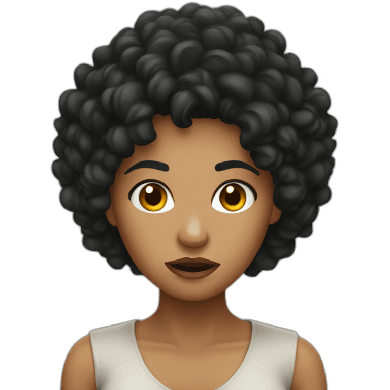 angry jungle lady black curly hair emoji