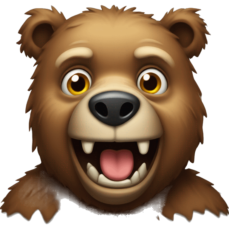 Scary cartoon bear with x for both eyes emoji