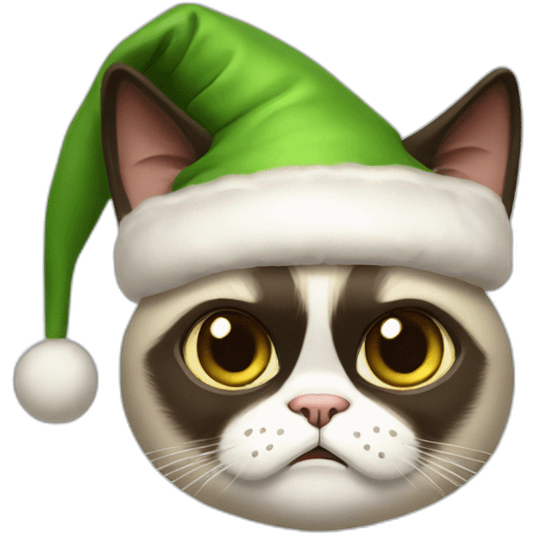 Grumpy cat Christmas elf emoji