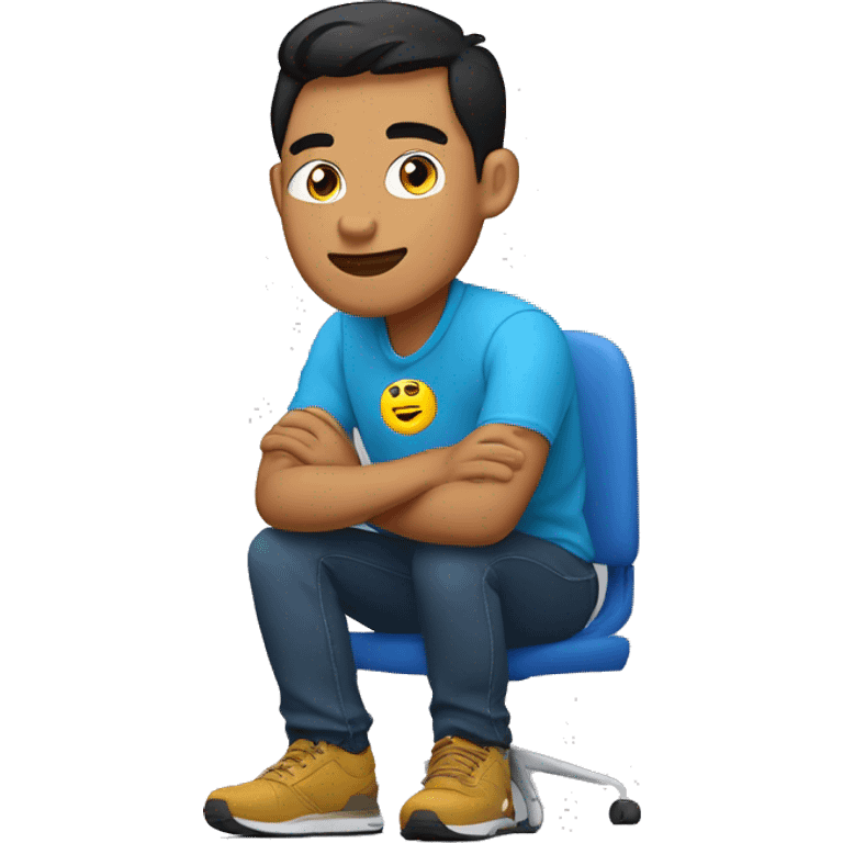 A Filipino Developer wear his Air Pods in front of his Apple Laptop emoji