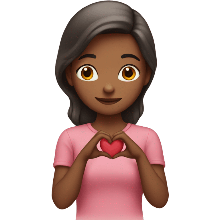 girl making a heart with her hands emoji