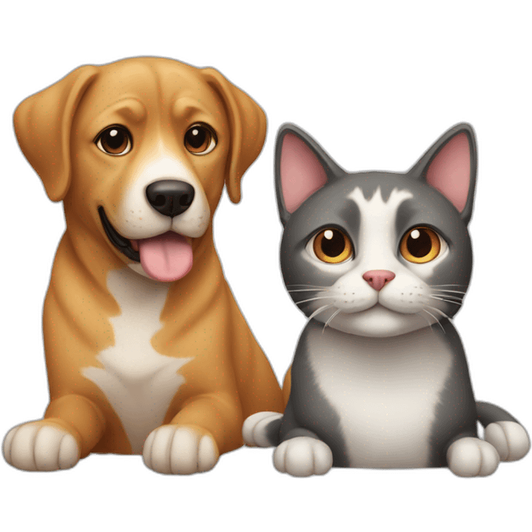 A cat and dog emoji