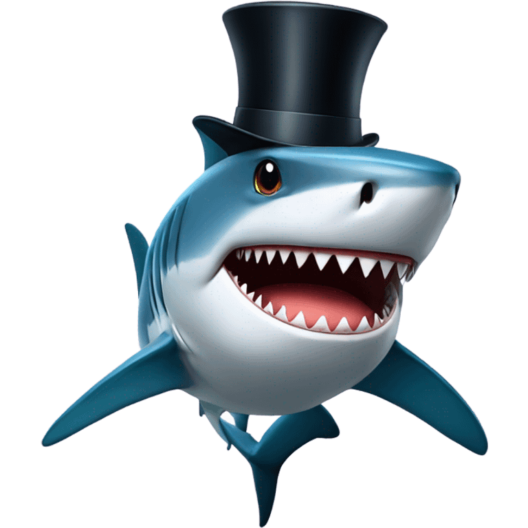 Shark with a top hat emoji