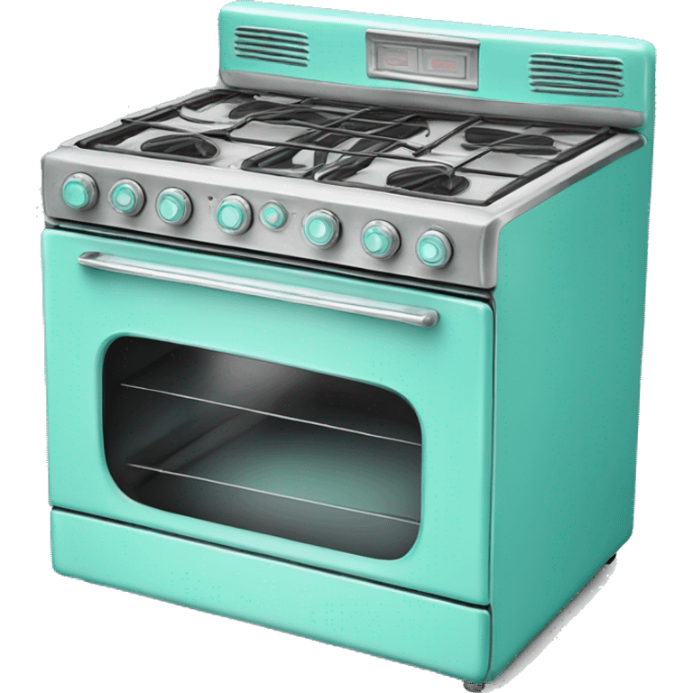 Realistic isolated tiffany blue vintage retro oven emoji