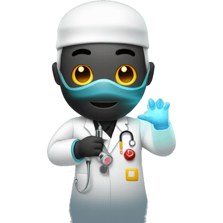 Homme noir en tenue médicale tient un laser dans les mains emoji