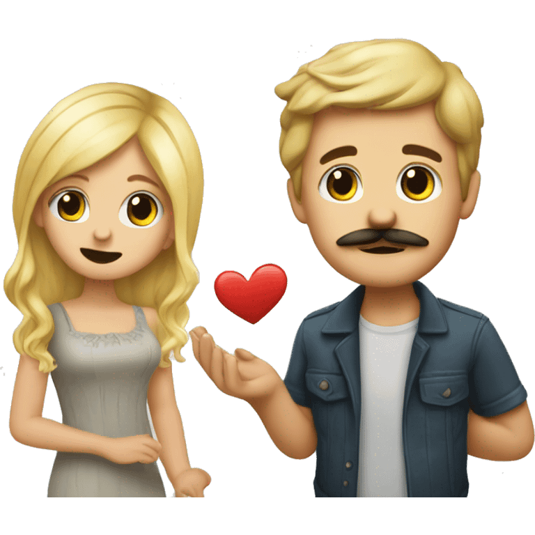 Realistic boy with mustache proposing to blonde girl emoji