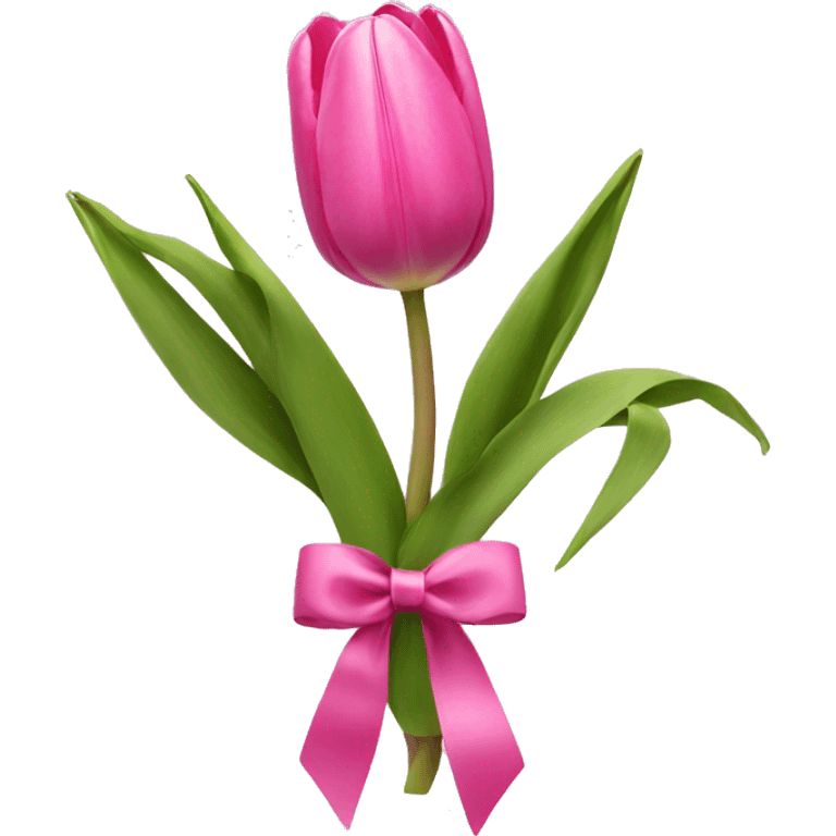 Pink tulips with a bow emoji