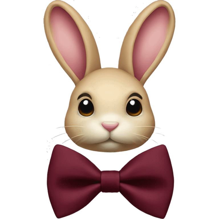 Crème bunny. Burgundy bow tie emoji