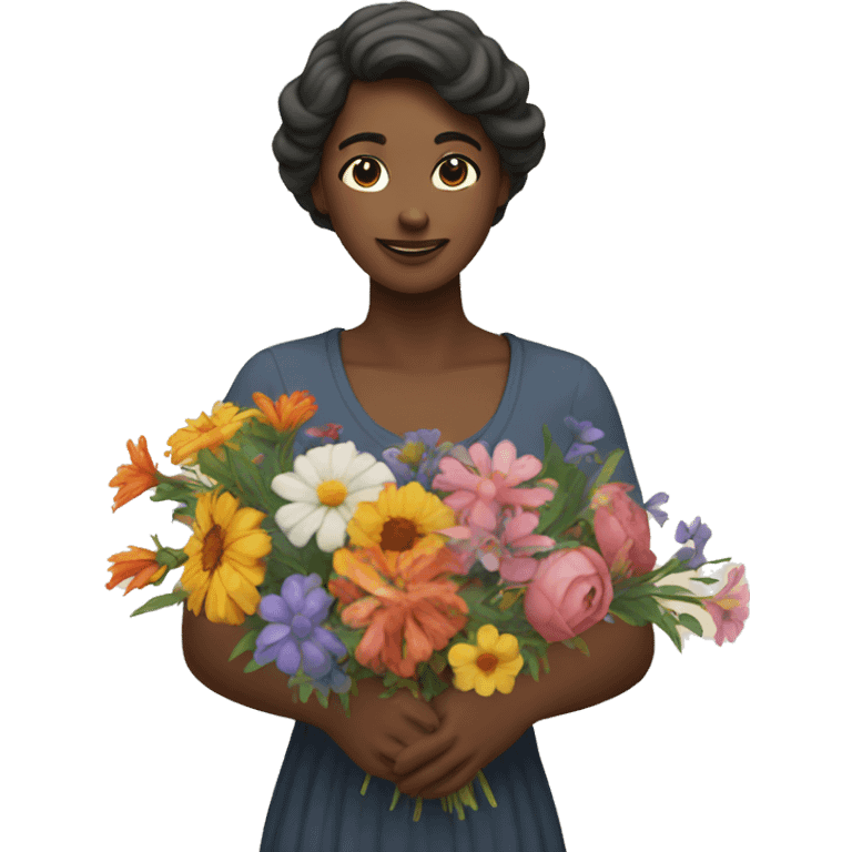 a woman make a Garland of flowers emoji