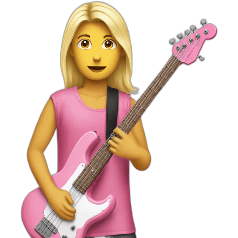 long-blond-bassguitar-player-pink-clothes-pink emoji