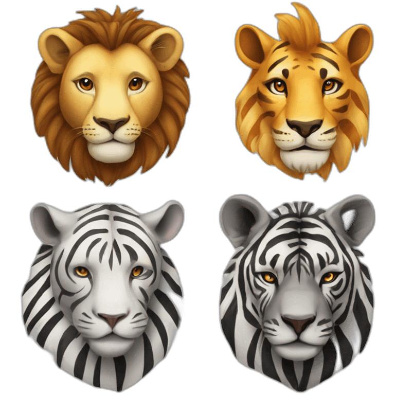 Lion Rhino tiger wolf giraffe zebra elephant emoji