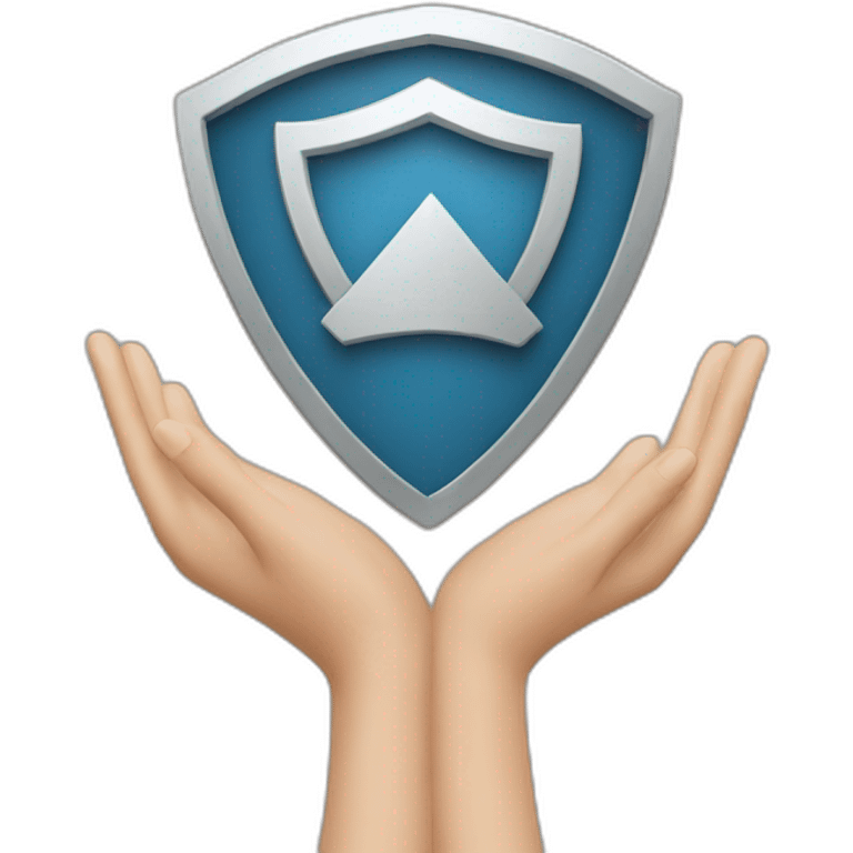 two hands holding insurance shield emoji