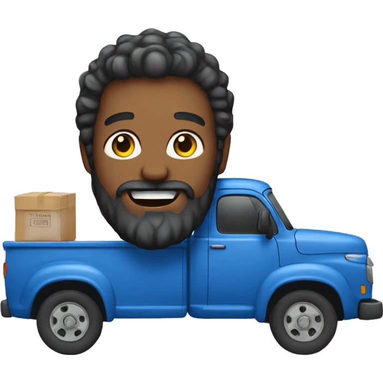 Man with beard and blue truck emoji