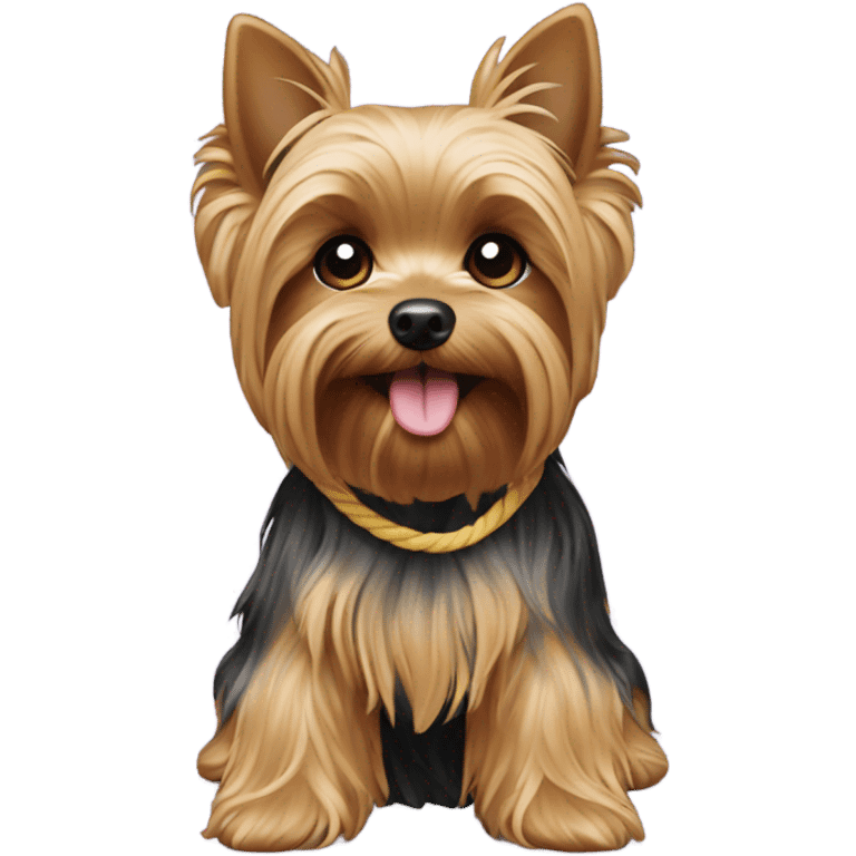 Yorkie dog playing with rope toy emoji