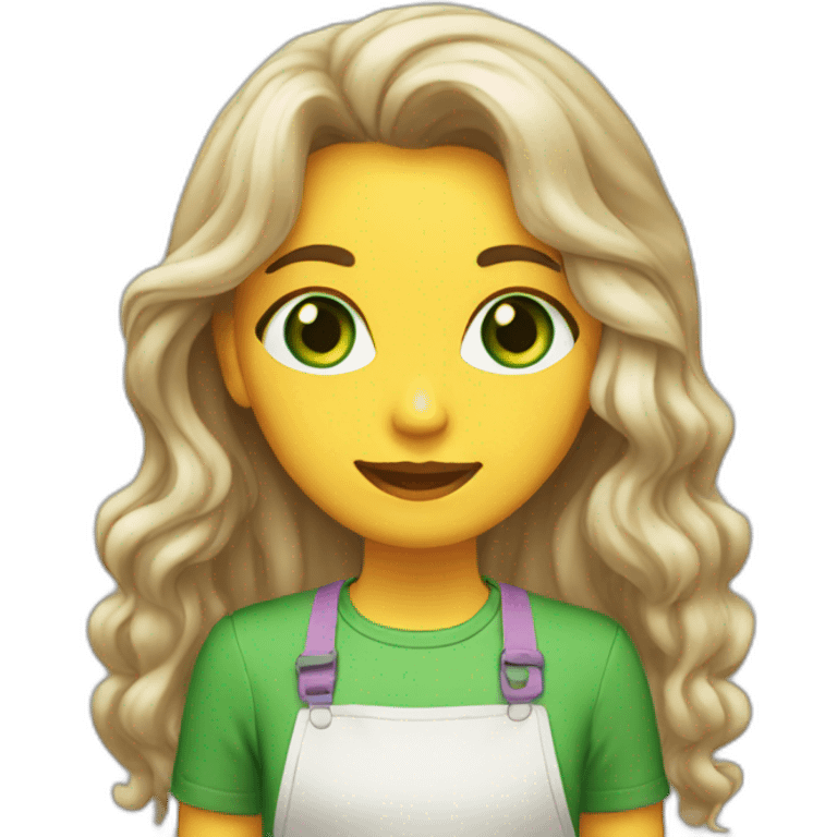  girl long hair green eyes baking cookies  emoji