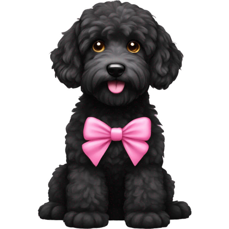 Black labradoodle with pink bow emoji