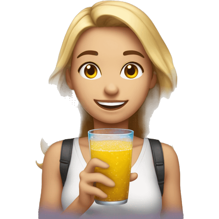 Haz un emoji de una chica universitaria en un fiesta con un vaso en la mano  emoji