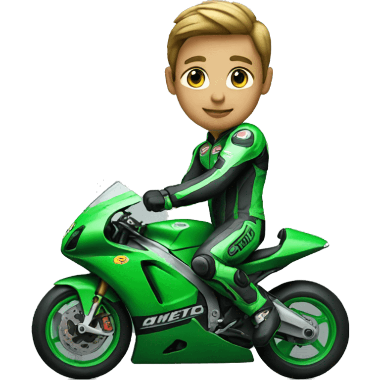 green motorcycle racer  emoji