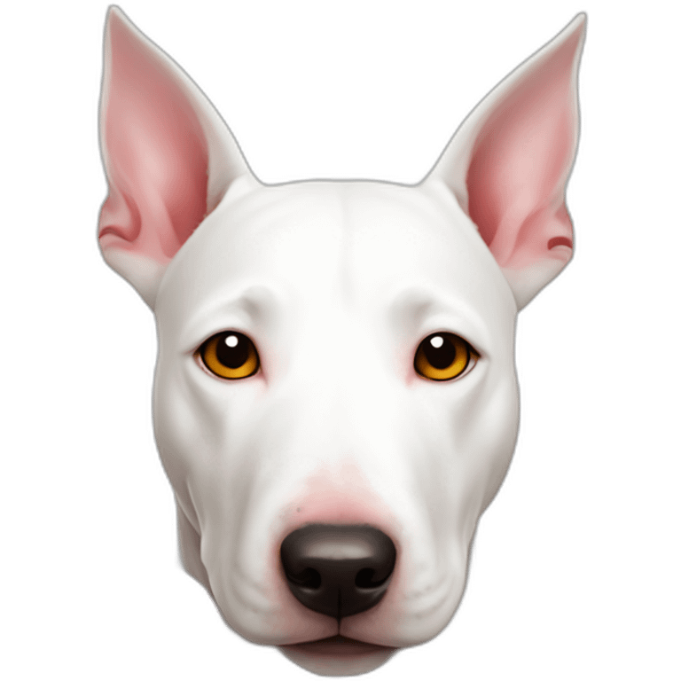 white bull terrier with red circle around left eye emoji