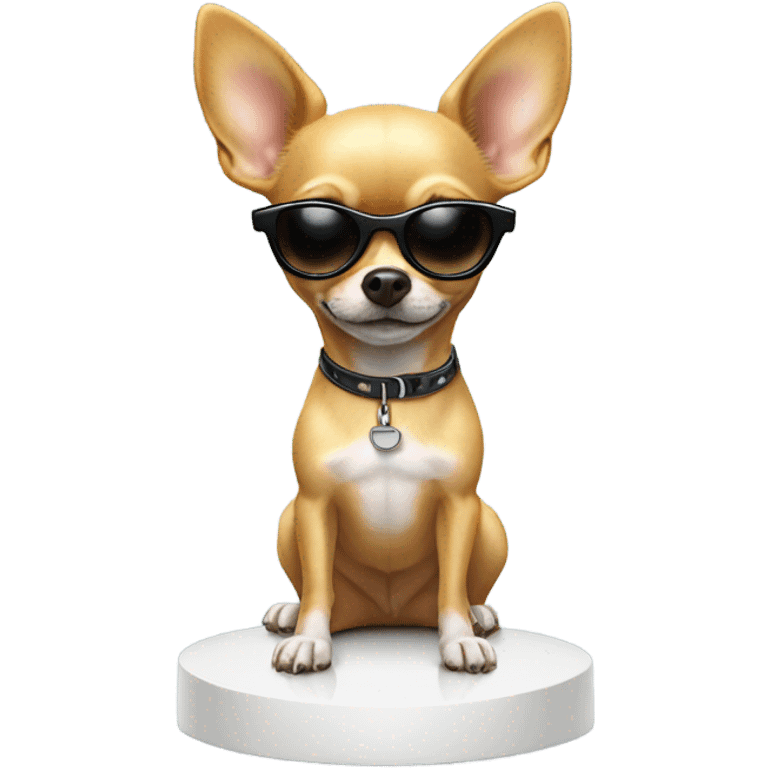 chihuahua standing on stand with sunglasses on emoji