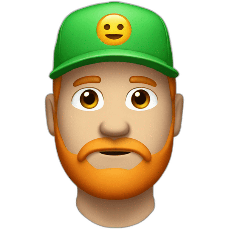 overweight white man backwards green hat with orange beard emoji