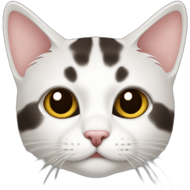 Gato color blanco con manchas negras y marrones pequeña emoji