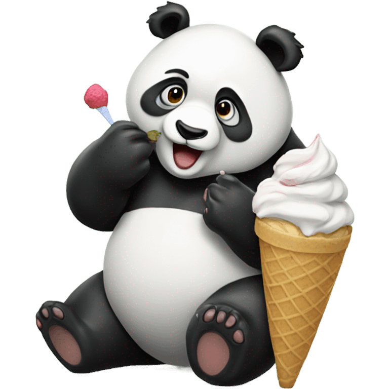 Panda eating ice cream emoji