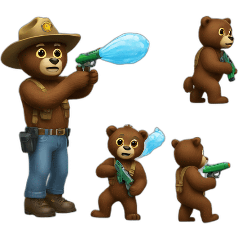 smokey bear with water gun emoji