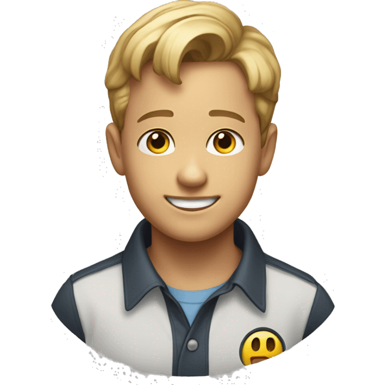 smiling boy in collared shirt skinner face emoji