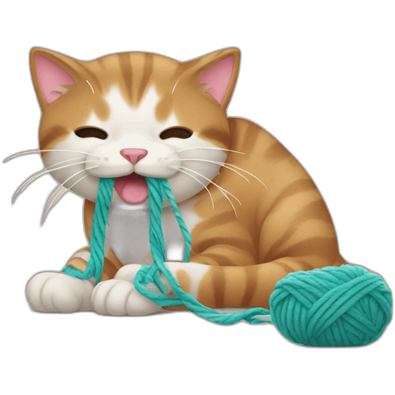 Cat puking and playing with yarn emoji