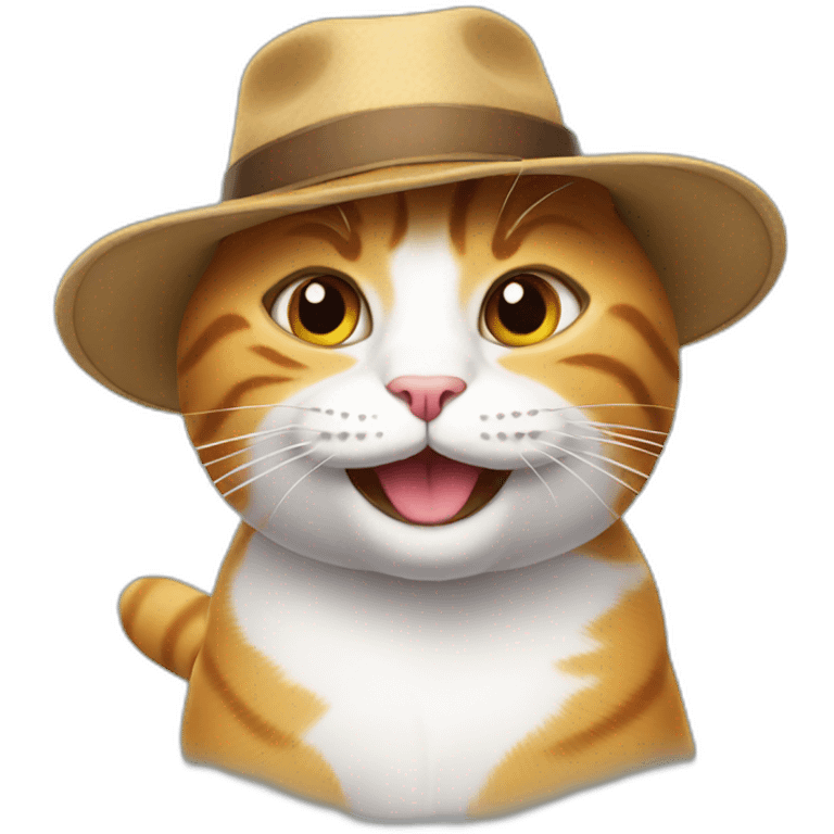 Happy cat with a hat emoji