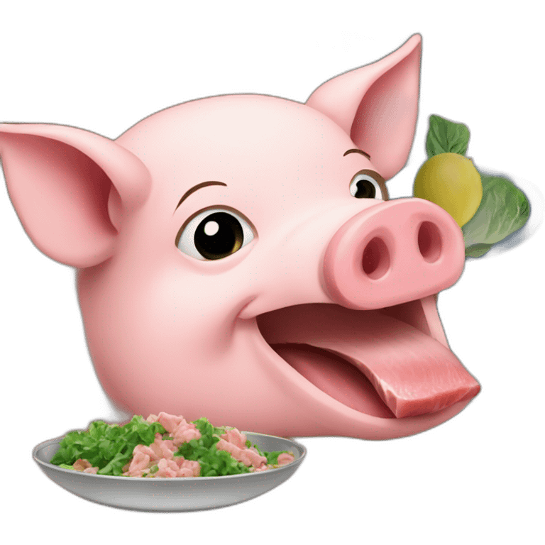 a pig eating a tuna can emoji