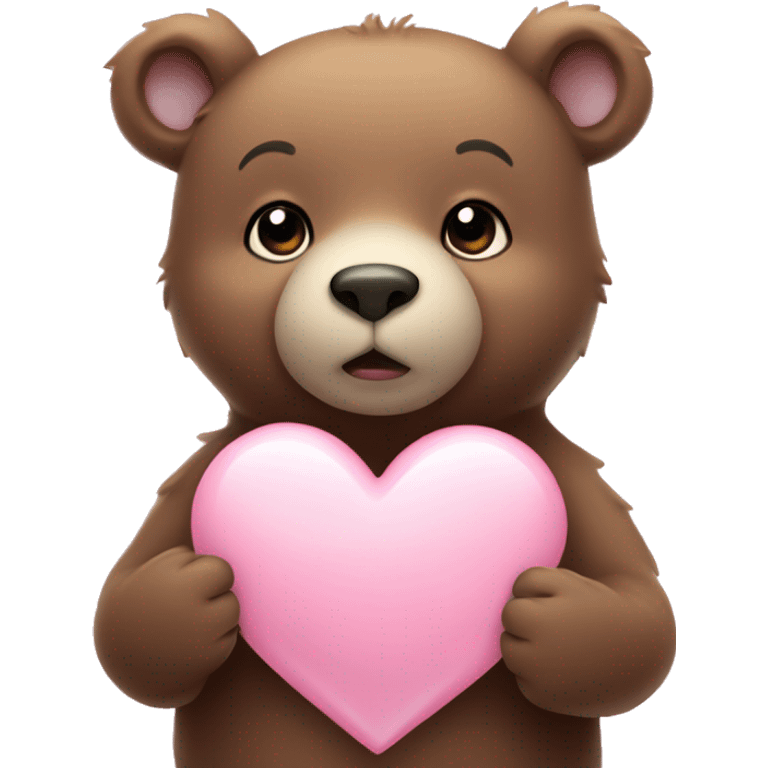 little bear holding light pink heart  emoji