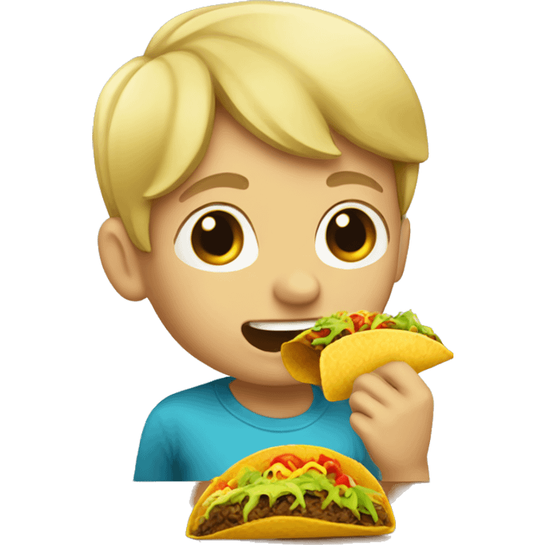 Blond boy eating a taco emoji