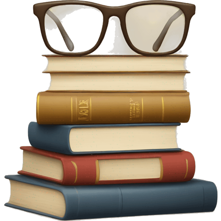 glasses on top of a stack of books beige emoji