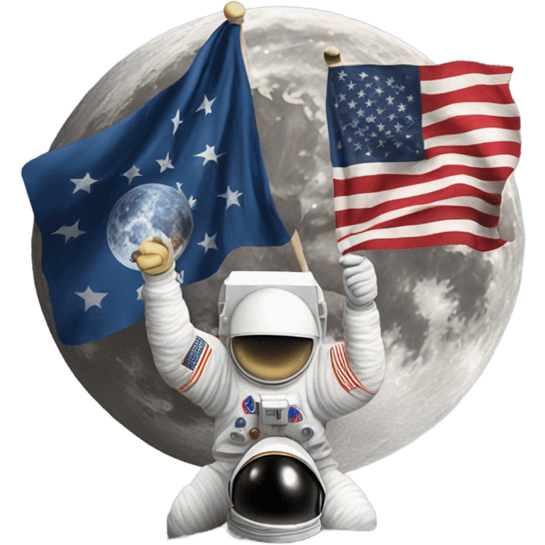 Neil Armstrong putting flag on moon emoji