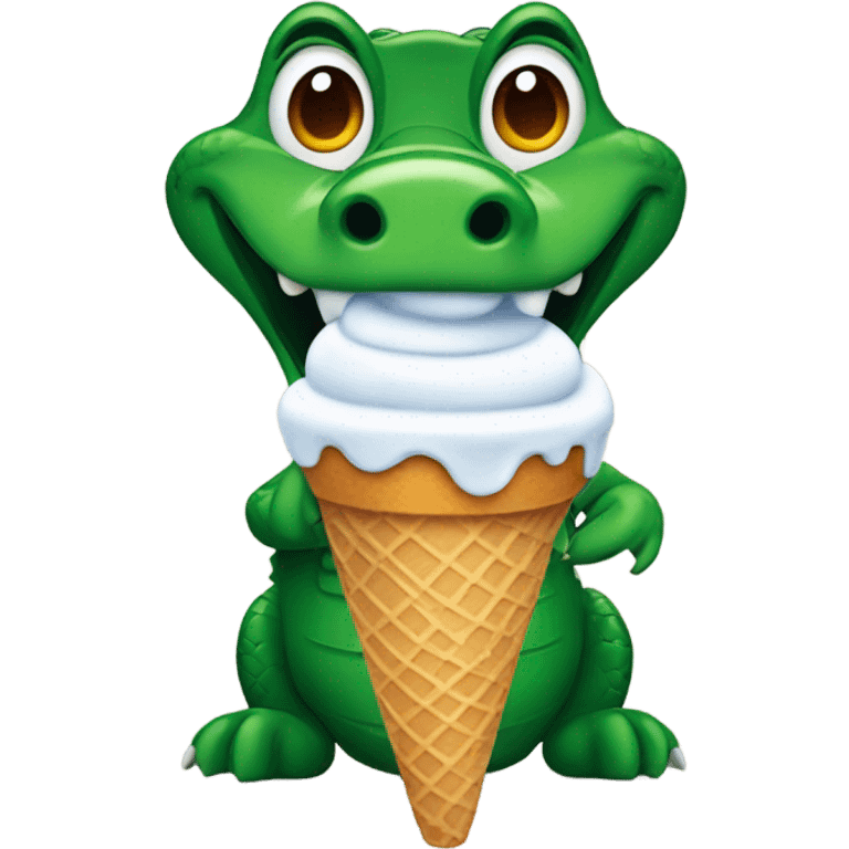 Alligator eating ice cream cone emoji