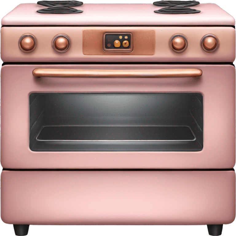 Realistic pastel pink and metallic copper vintage oven. emoji