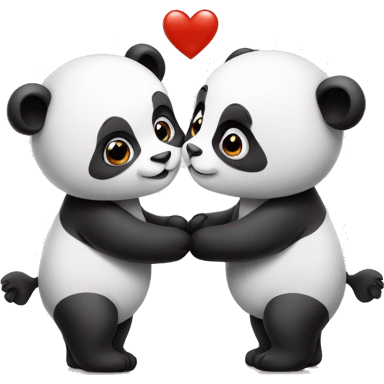 Two panda's kissing with a heart emoji