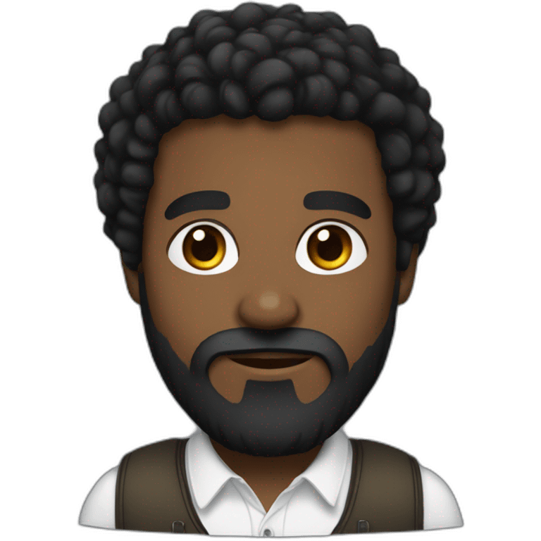 Black man, bla beard and cu hair, russian emoji