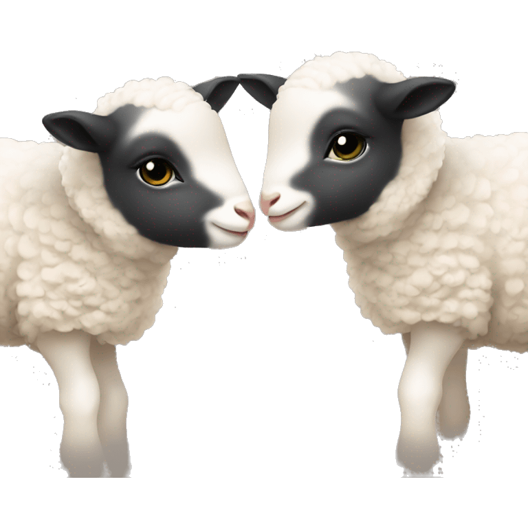 Little lambs kissing each other  emoji