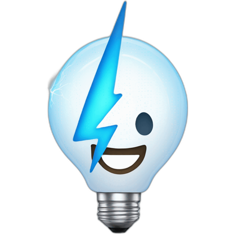 Lightning bulb with happy smile emoji