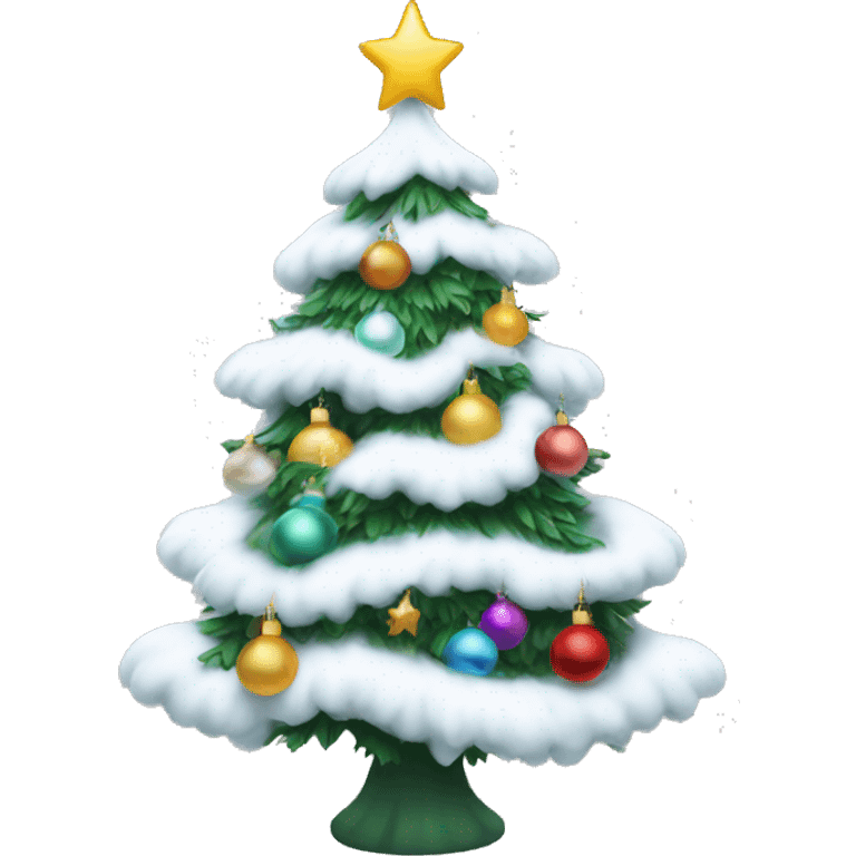 White Christmas tree with ornaments  emoji